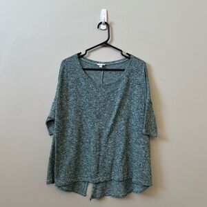 Silence + Noise heathered blue short sleeve open back top
